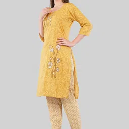 EELIKA Women Geometric Printed Cotton Kurta with Trousers & Dupatta image 2