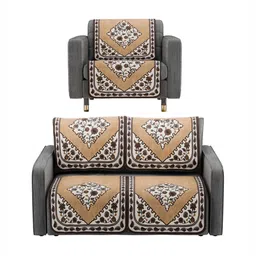 Aura Brown Cotton Sofa Cover image 5