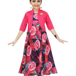 CHANDRIKA Girls Pink Viscose Rayon Dresses-picture-37