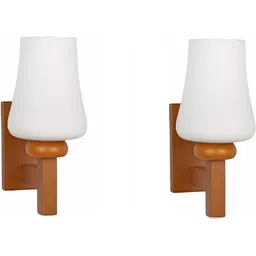 1ST TIME White & White Wood Contemporary Frustum Shaped Wall Lamp image 2