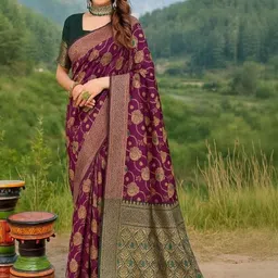 Moda Rapido Purple Woven Design Silk Cotton Kanjeevaram Sarees-image-7