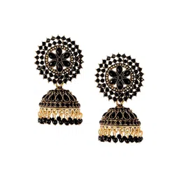JMBW INTERNATIONAL Gold-Plated Stone Studded Dome Shaped Jhumkas image 1