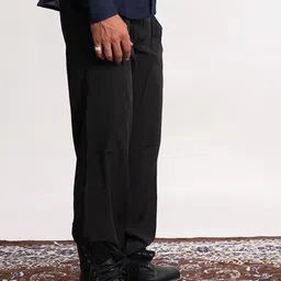 Me Craft Men Relaxed Straight Leg Flared High-Rise Trousers image 3