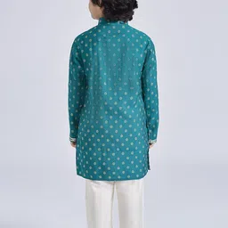 JBN Creation Boys Floral Foil Printed Regular Gotta Patti Kurta with Pyjamas image 5