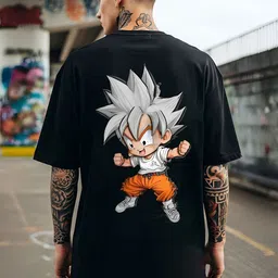 ANGERHOOD Graphic Goku Printed Drop-Shoulder Sleeves Oversized Cotton T-shirt-image-85