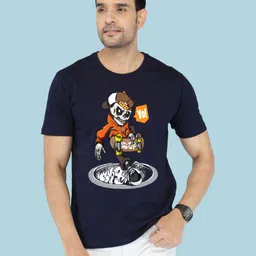 NOBLE HUSTLE Men Printed Pure Cotton Regular Fit T-shirt-picture-29
