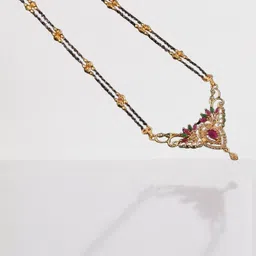 Laksh Enterprise Artificial Stones Studded And Beaded Floral Design Mangalsutra-picture-33