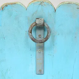 Exotic India Blue & Beige Printed Textured Vintage Round Mirror image 4