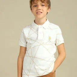 U.S. Polo Assn. Kids Boys Geometric Printed Polo Collar Cotton Regular Fit T-shirt image 1