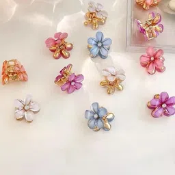 DIVASTRI Women Pack Of 12 Embellished Flower Shape Hair Claw Clip-picture-33