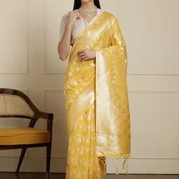 House of Pataudi Ethnic Motifs Woven Design Muga Saree With Unstitched Blouse-picture-12