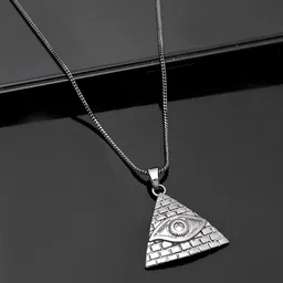 Voylla Men Rhodium-Plated Eclipse Illuminati Pendant With Chain-picture-16
