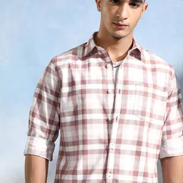 HIGHLANDER Men Slim Fit Opaque Checked Casual Shirt-image-56