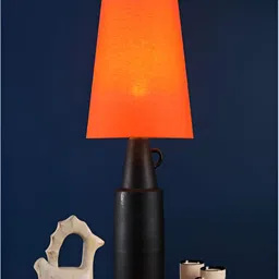 FREEDOM TREE Black & Orange Cylindrical Shaped Ceramic Table Lamp-picture-41