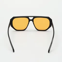 PELLE LUXUR Unisex Yellow Lens & Black Oversized Sunglasses with image 4