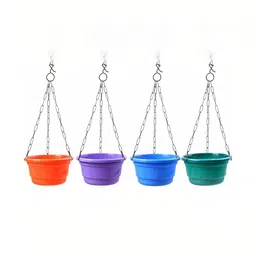 Decorway 4Pcs Blue & Green Textured Hanging Planters-picture-14
