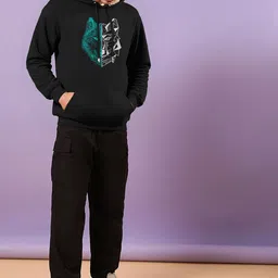 MaverIQ Men Printed Hooded Sweatshirt image 2