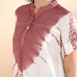 Chandbaali Women Tie and Dye Mandarin Collar Top image 5