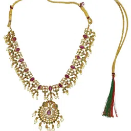 FEMMIBELLA Women Gold-Plated Stone Studded & Beaded Jewellery Set image 4