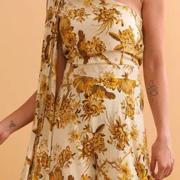 NH KAPDEWALA One Shoulder Printed Jumpsuit image 2