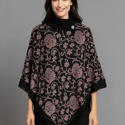 DISCOVERYLINE Women Floral Printed Poncho with Fringed Detail-picture-12