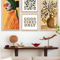 Kotart Red & Orange 4 Pieces Abstract Printed Wooden Portrait Wall Arts-picture-22