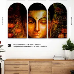 Myntra Elegant Homes Orange Set of 3 Piece MDF Religious Wall Paintings image 5