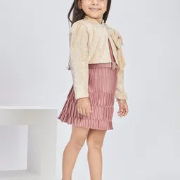 Peppermint Girls Self Design Sequined A-Line Dress with Jacket image 4