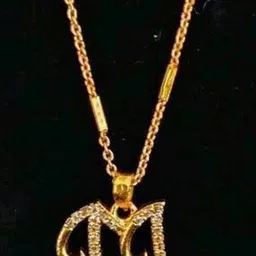 CLONEO Women Alloy Gold-Plated M-Shaped Letter Pendant image 4