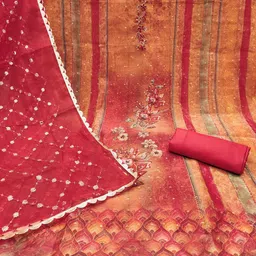 MANVAA Embellished Unstitched Dress Material image 4