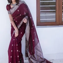 CANIZZARO Woven Design Zari Silk Blend Banarasi Saree-picture-25