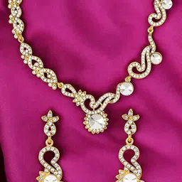 ANIKAS CREATION Gold-Plated Stone Studded Jewellery Set-image-56