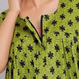 AAKARSHANA CREATION Green Pure Cotton Maxi Printed Nightdress-image-57