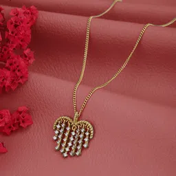 Carlton London 18kt Gold Plated CZ Heart Pendant with CZ Drops Chain-picture-47