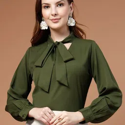 Style Quotient Tie-Up Neck Crepe Top-picture-40