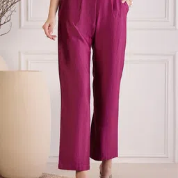 First Resort by Ramola Bachchan Women Mid-Rise Flat-Front Trousers-picture-37