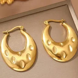 Estailo fashion Gold-Plated Crescent Shaped Hoop Earrings-image-95