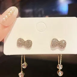 Celestria Contemporary Rhinestone Studded Drop Earrings image 3