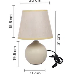 TAYHAA Gold-Toned & Off White Ceramic Contemporary Frusturical Shaped Table Lamp image 5