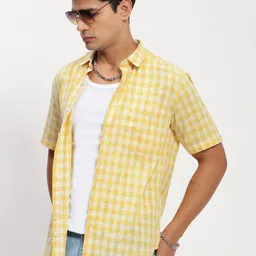 SHOWOFF Men Comfort Slim Fit Gingham Checks Opaque Checked Casual Shirt-image-63