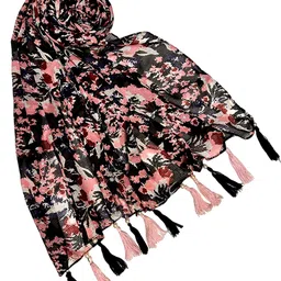 POSHAMPAA be desi Women Pack of 2 Printed Scarf with Tasselled Border image 2