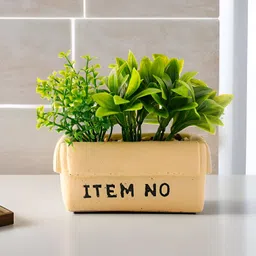 The Better Home Green & Beige Artificial Foliage Plants With Pot image 1