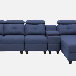 woodsworth from pepperfry Impero Fabric LHS Sectional Sofa in Navy Blue Colour with Adjustable Headrest image 5