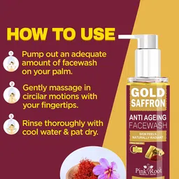 Pink Root Gold Saffron Face Wash - 100 ml image 3