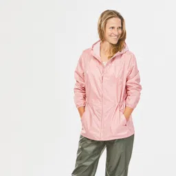 Women Full Zip Rain Jacket with Storage Pouch Pink - NH100-image-53