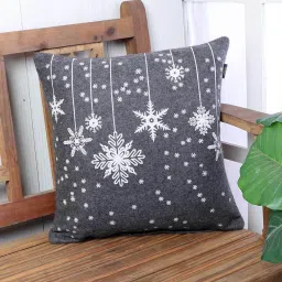 Grey Traditional Wool 16 x 16 Inches Cushion Cover by Ambbi Collections image 1