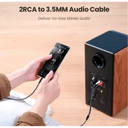 MX EP Stereo Male Plug 3.5mm To 2 RCA Male Plug Cord 1.5 Meter Slim Type Gold Plated (MX-4067) image 3