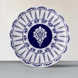 nestroots White & Blue Printed Ceramic Wall Plate-picture-37