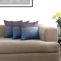 ANS Blue & Purple Set of 3 Colourblocked 16" X 16" Square Cushion Cover-image-116