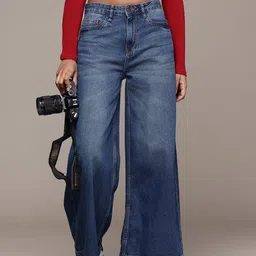 The Roadster Life Co. Women Pure Cotton Wide Leg High-Rise Light Fade Jeans-picture-21